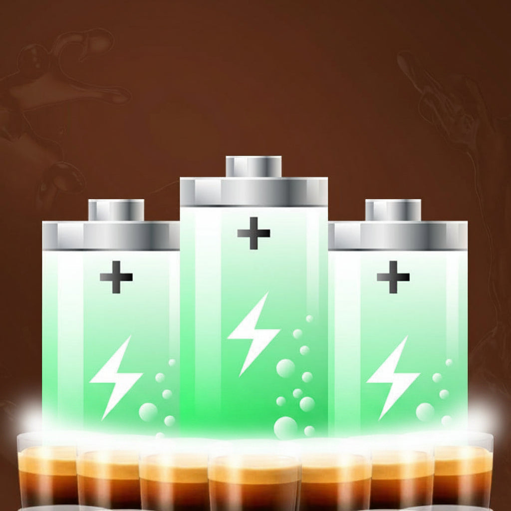 Three green batteries with a brown background and text about battery capacity.