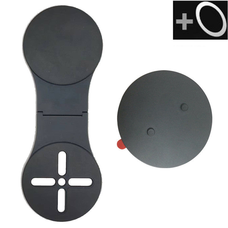 Black magnetic phone holder with additional attachment on a white background
